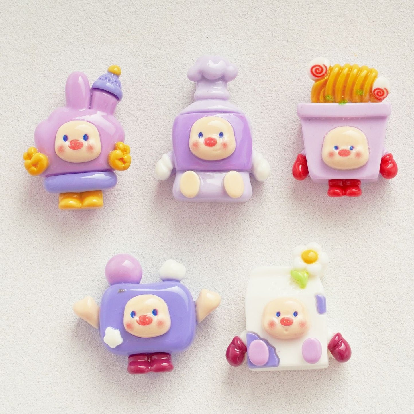 10 PCS Cartoon Resin Charms for DIY Crafts