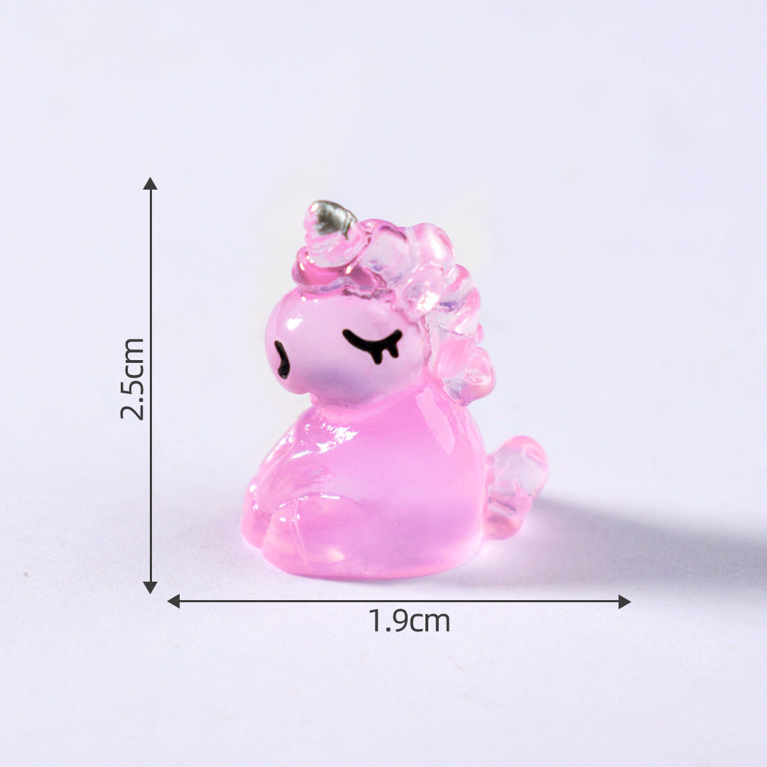 Micro Landscape Animal Cartoon Unicorn Doll DIY Landscaping Car Luminous Small Ornament