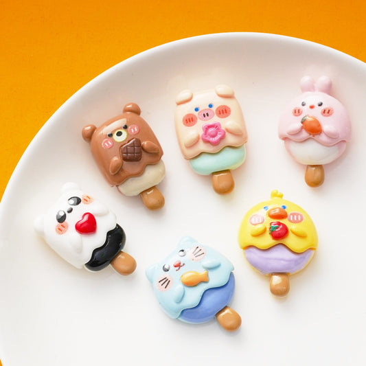 10 PCS Cartoon Resin Charms for DIY Crafts