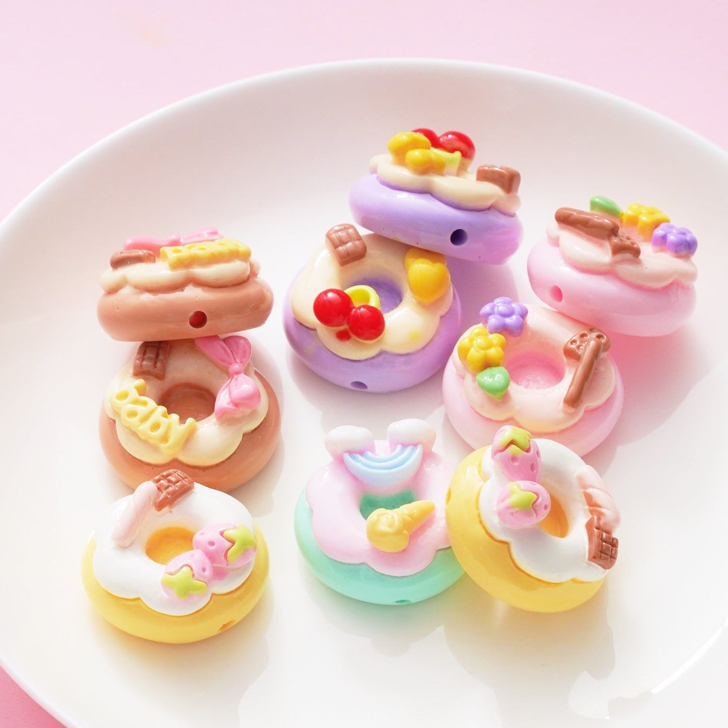 10 PCS Cartoon Resin Charms for DIY Crafts