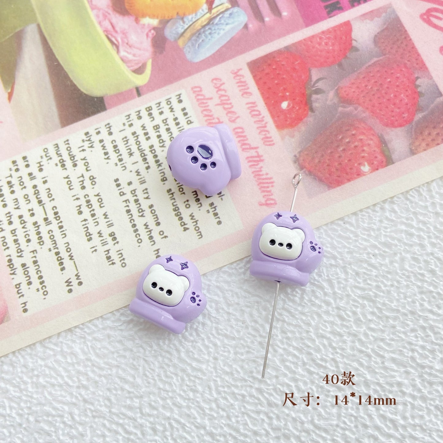 10Pcs Color Splicing Bow Alloy Letter Love Wings Kitten Gloves DIY Beaded Bracelet Mobile Phone Chain Material