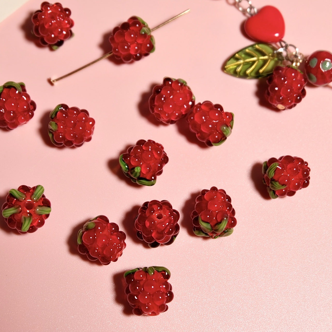 5pcs Raspberry glass beads raspberry mulberry pendant