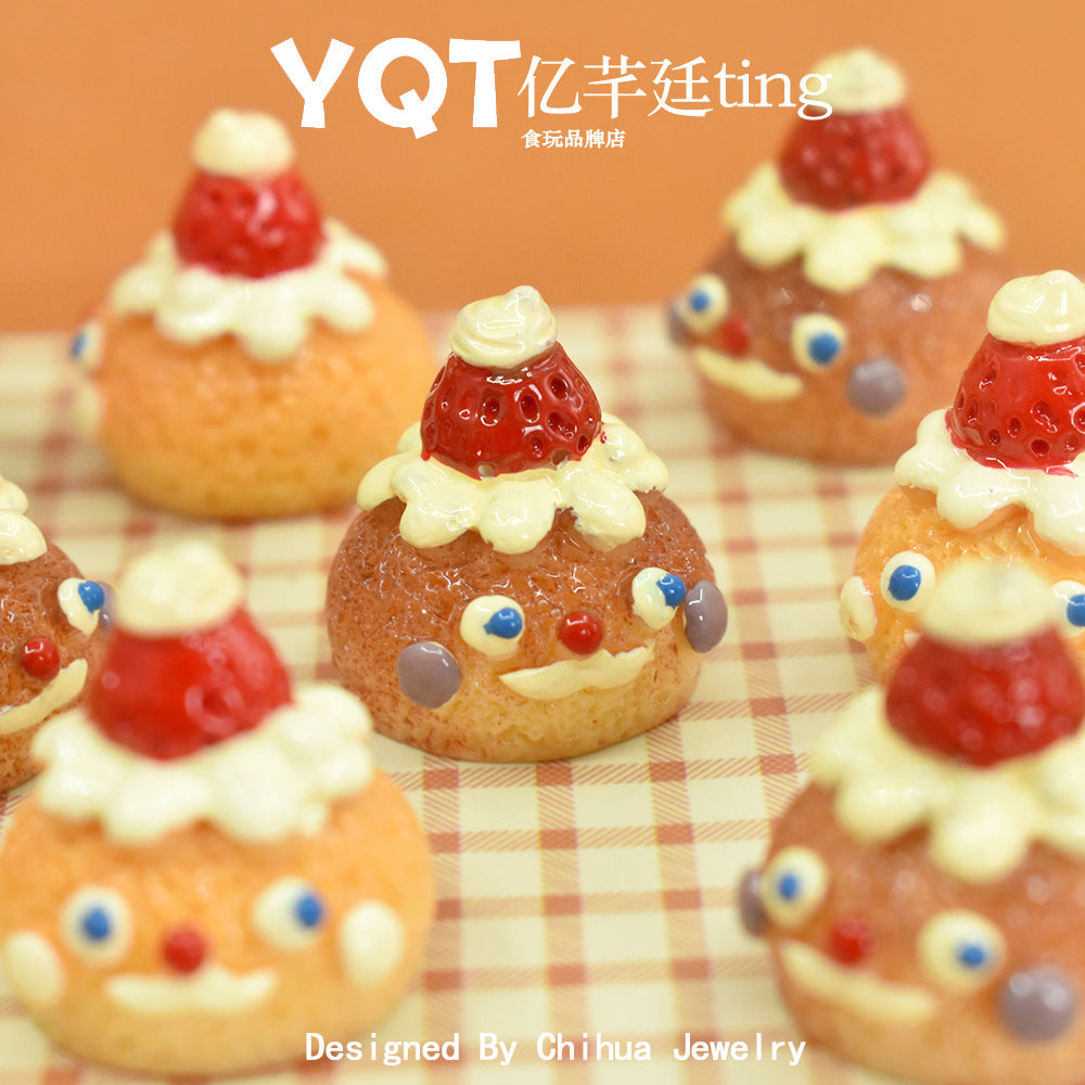 YQT cartoon food and play cream cake puff DIY desktop ornament, live stream Internet celebrity DIY resin accessories jewelry