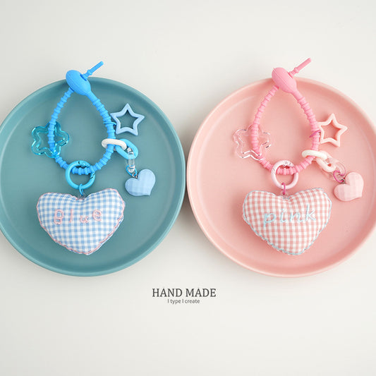 2PCS cute plush love pendant bag decorative keychain