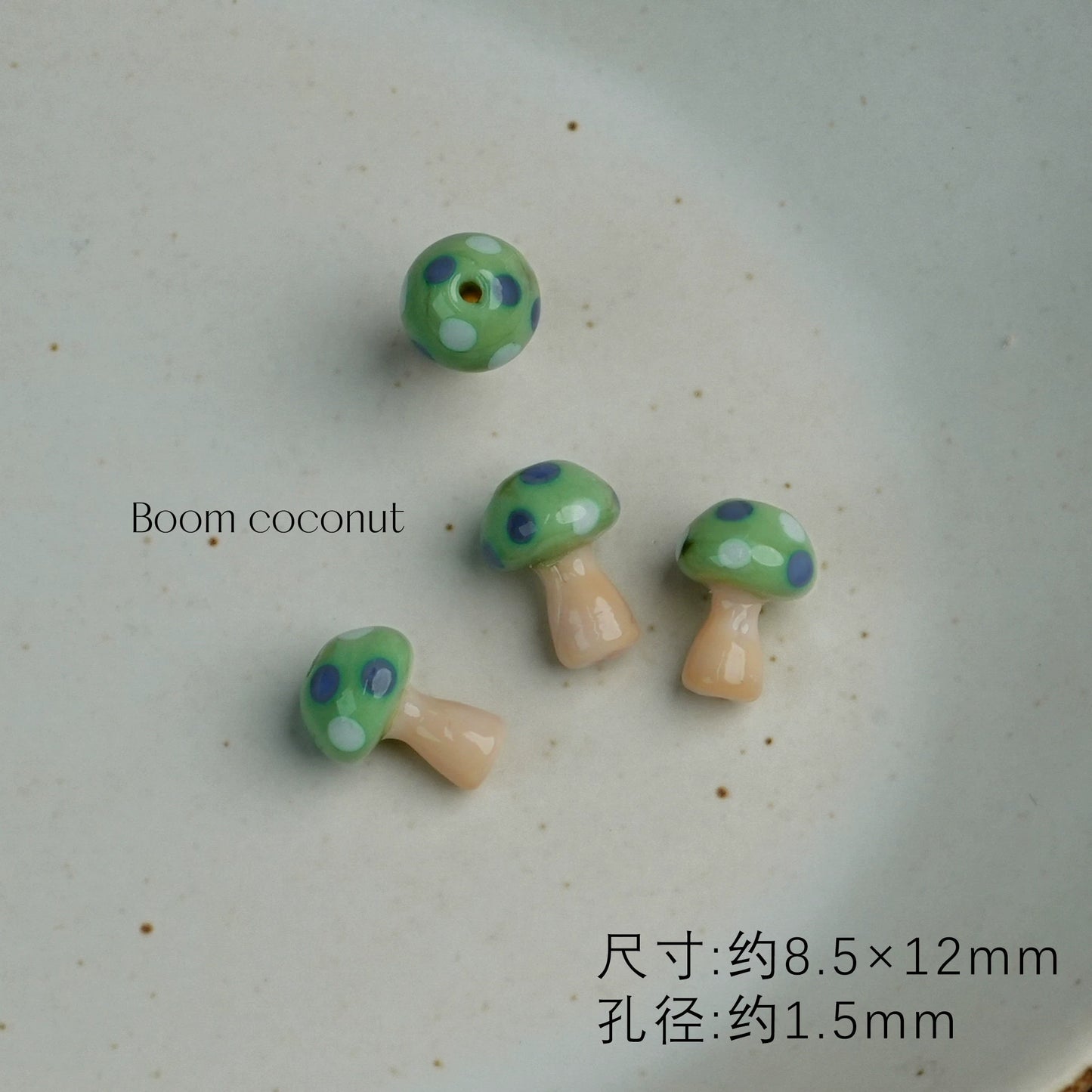 2pcs Handmade Glazed Mushroom Beads DIY Beaded Material-5821