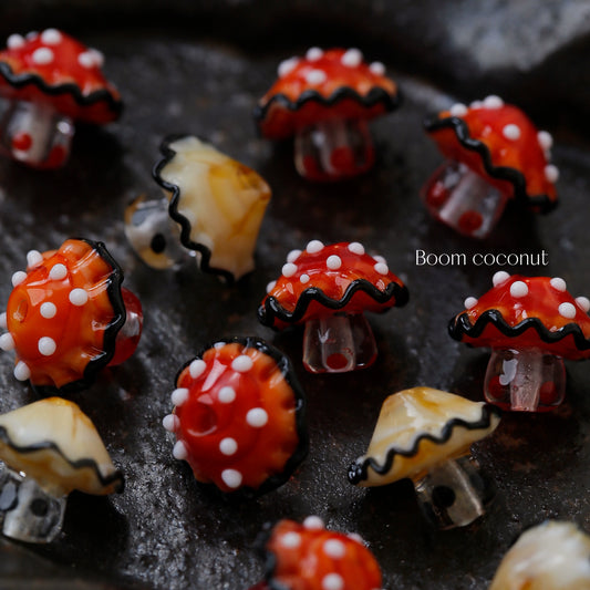 2pcs Handmade Glazed Mushroom Beads DIY Beaded Material-5821