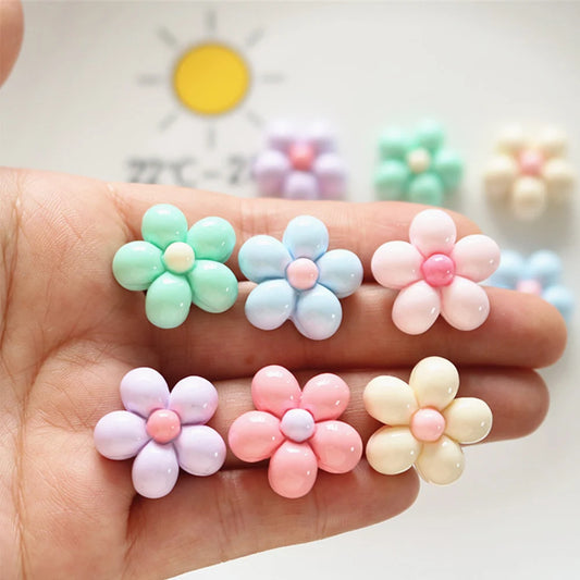 10PCS Shiny Balloon Flower Resin Flat Back Cabochons For Hairpin Scrapbooking DIY Jewelry Craft Decoration Accessories