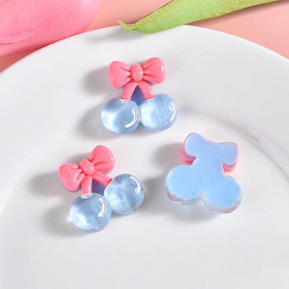 10PCS Clear Cherry Blossom Cherry Resin Flat Back Cabochons For Hairpin Scrapbooking DIY Jewelry Craft Decoration Accessories