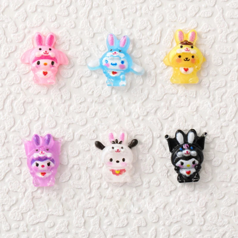 50 Pcs New 3D Mini Cartoon Puppy Little Rabbit lovely Resin Flat Back Scrapbook DIY Nail decoration component holiday gifts