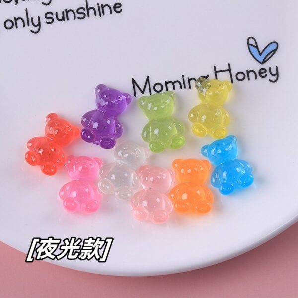 10PCS Luminous Transparent Bear Turtle Pair, Touch DIY Keychain.