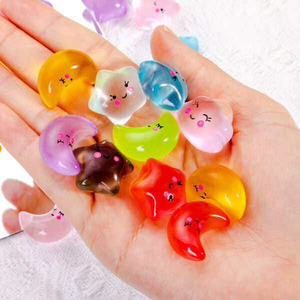 20Pcs/2.5cm Cartoon Luminous Trumpet Star Moon Cloud Resin DIY Desktop Decoration Car Ornament