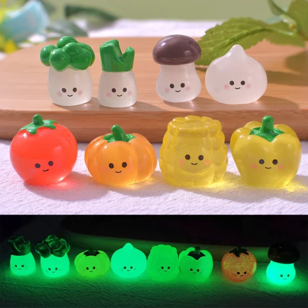10PCS Cute Little Vegetable Doll DIY Small Ornament Luminous