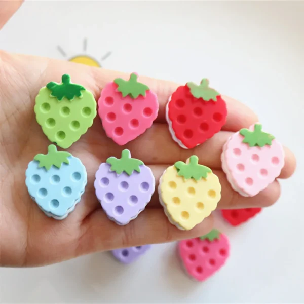 10PCS Strawberry Cookies Series Resin Flatback Cabochons For Hairpin Scrapbooking DIY Jewelry Craft Decoration Accessories