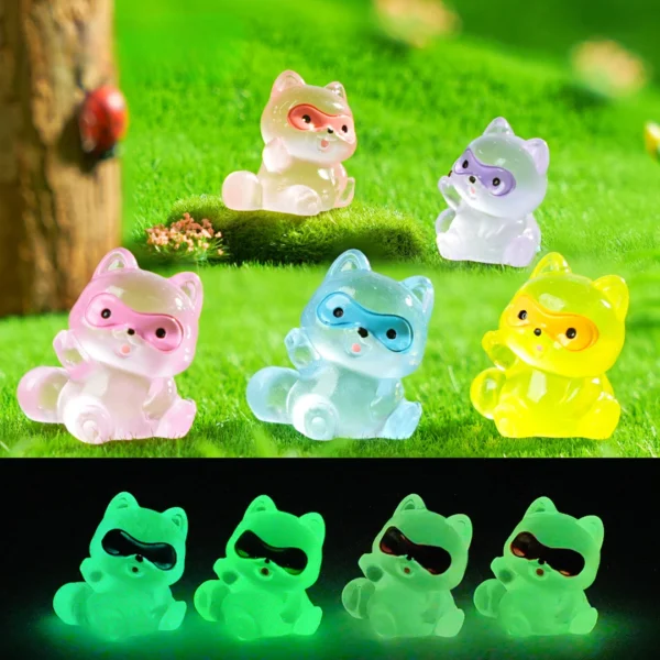 10/20/50PCS Miniature Raccoon Home Decor DIY Accessories Luminous Mini Panda Glow At Night Doll House Fairy Garden Decoration