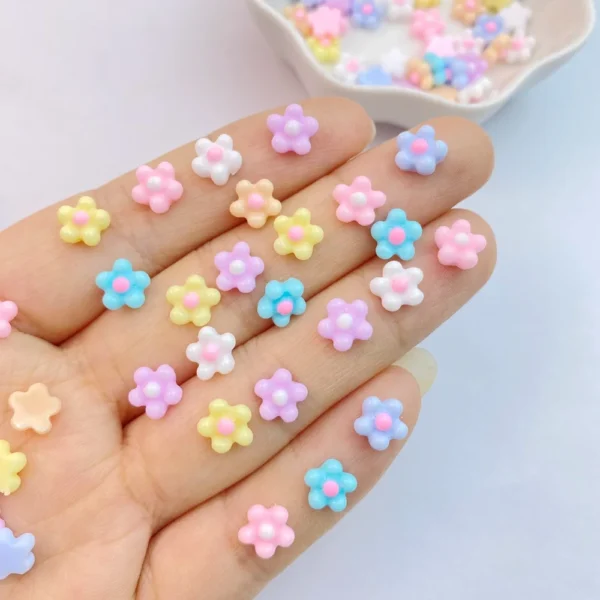 100Pcs New Cute Resin 7mm Mini Eggflower Series Flat Back Parts Embellishments For Hair Bows Accessories