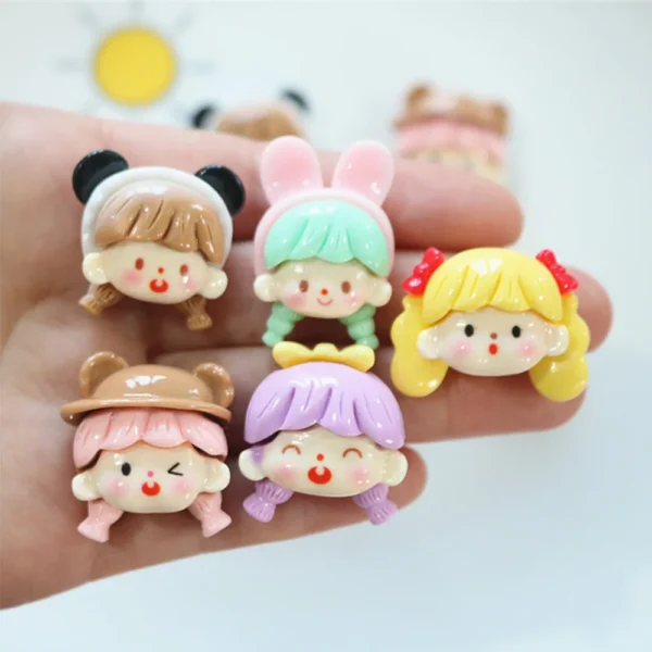 10PCS Shiny Girl Head Series Resin Flat Back Cabochons For Hairpin Scrapbooking DIY Jewelry Craft Decoration Accessories
