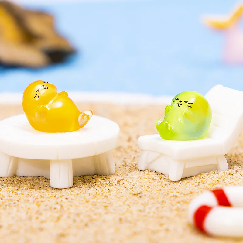 100/50PCS Glowing Marine Animal Seal Miniature Statue DIY Decoration Colorful Luminous Mini Seal Micro Landscape Figure Ornament - Image 4