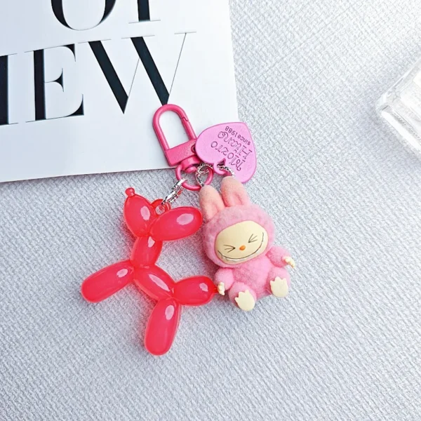 Wholesale Labubu Keychain Anime Creative Three-Dimensional Doll Student Schoolbag Pendant Car Keyring Doll Women Trend Gift Girl