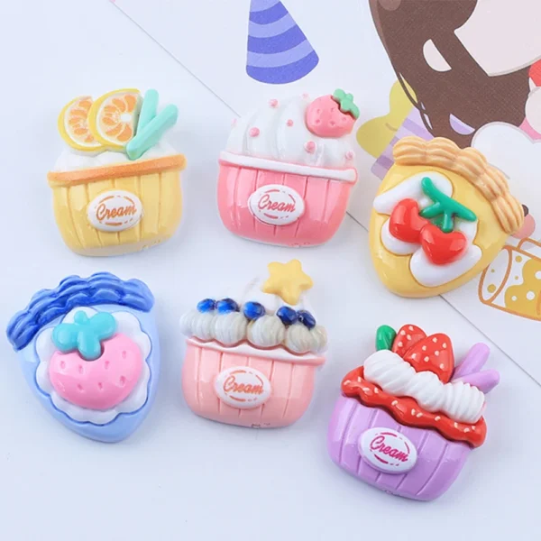 10PCS Shiny Cherry Pizza Series Resin Flatback Cabochons For Hairpin Scrapbooking DIY Jewelry Craft Decoration Accessories