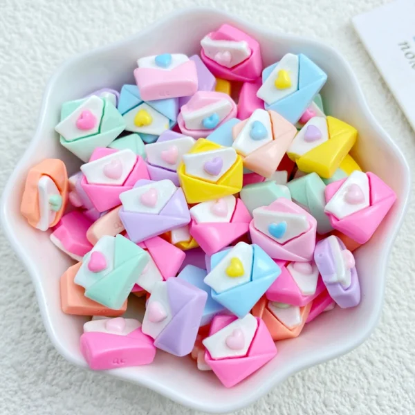 20Pcs New Cute Resin Mini Colored Envelope Series Flat Back Manicure Parts Embellishments For Hair Bows Accessorie