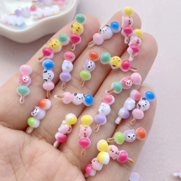 50Pcs New Cute Resin Cartoon Colorful Lollipop Flat Back Ornament Jewelry Making Manicure Hairwear Accessories