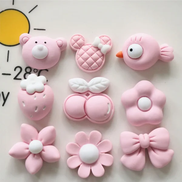 10PCS Pink Flower Bird Series Flat Back Resin Cabochons For Hairpin Scrapbooking DIY Jewelry Craft Decoration Accessories