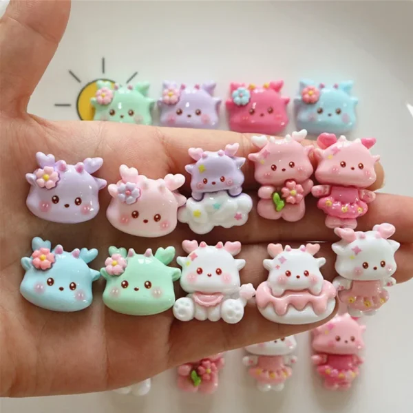 10PCS Shiny Dragon Baby Series Resin Flat Back Cabochons For Hairpin Scrapbooking DIY Jewelry Craft Decoration Accessories