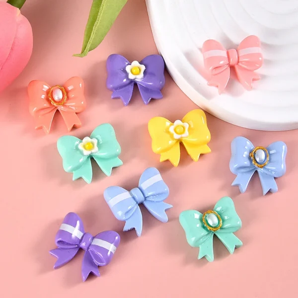 50PCS Shiny Flower Bowknot Series Resin Flat Back Cabochons For Hairpin Scrapbooking DIY Jewelry Craft Decoration Accessories