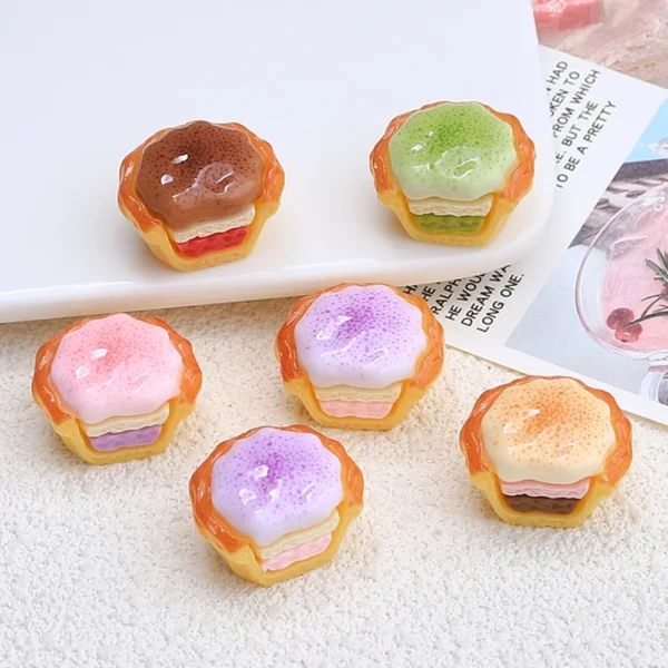 10PCS Shiny 3D Sandwich Egg Tart Resin Flatback Cabochons For Hairpin Scrapbooking DIY Jewelry Craft Decoration Accessories