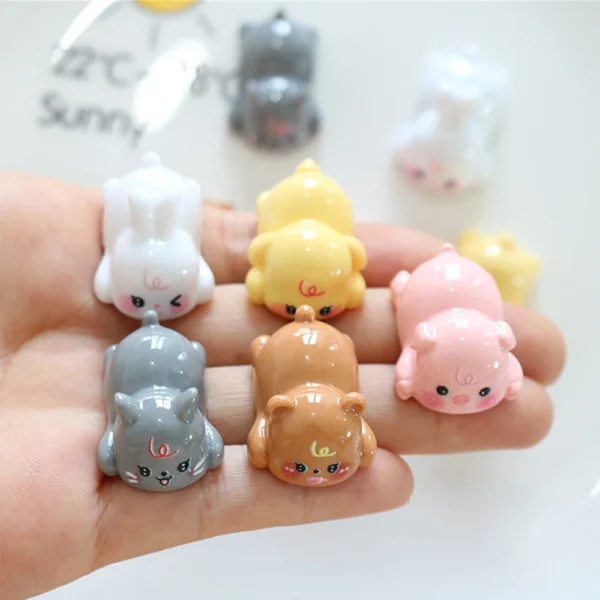 10PCS Shiny Lying Animals Series Resin Flat Back Cabochons For Hairpin Scrapbooking DIY Jewelry Craft Decoration Accessories