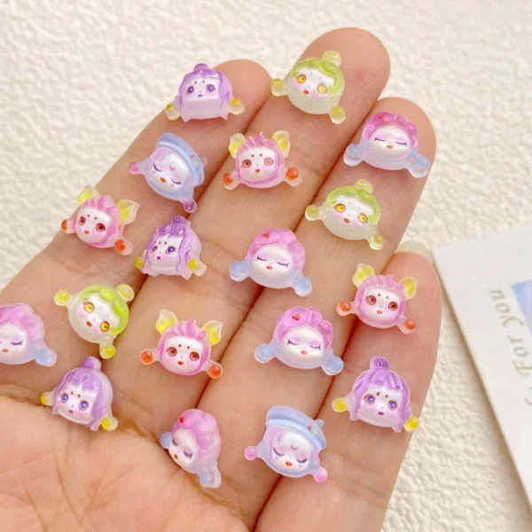 50Pcs New Cute 10*12mm Mini Resin Girl Flat Back Ornament Jewelry Making Manicure Hairwear Accessories