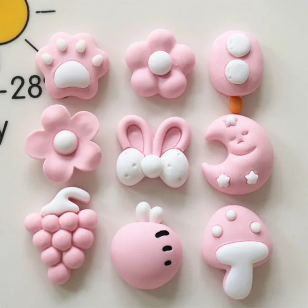 10PCS Pink Plant Series Flat Back Resin Cabochons For Hairpin Scrapbooking DIY Jewelry Craft Decoration Accessories