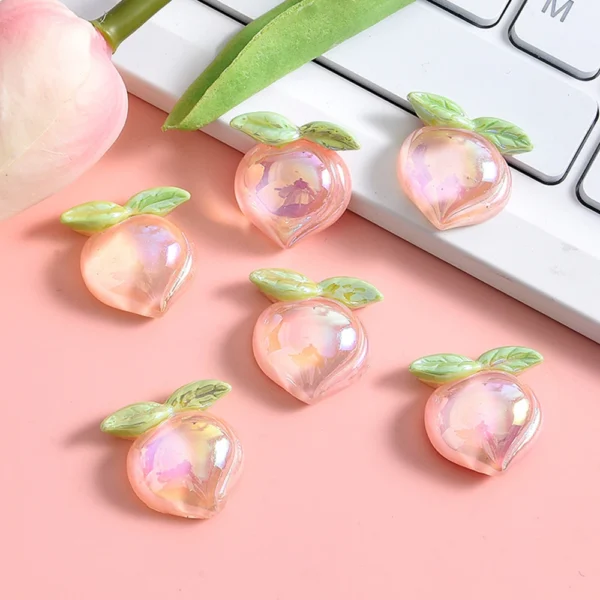 10PCS 21x21mm Peach Series Resin Flat Back Cabochons For Hairpin Scrapbooking DIY Jewelry Craft Decoration Accessories