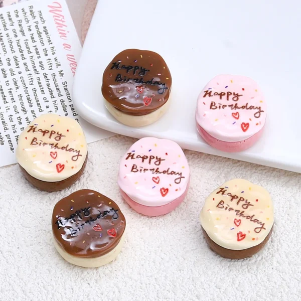 5PCS Shiny Birthday Cake Series Resin Flatback Cabochons For Hairpin Scrapbooking DIY Jewelry Craft Decoration Accessories