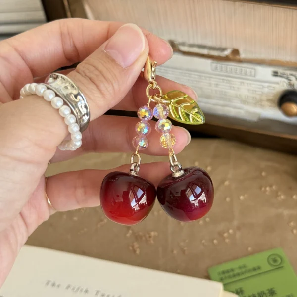 Original handmade sweet cherry cherry flip bag zipper buckle women's bag pendant mobile phone chain hand ledger pendant