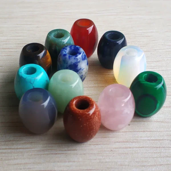 Fashion good quality mix natural stone round big hole beads charms for Bracelet jewelry making free shipping wholesale 12pcs/lot