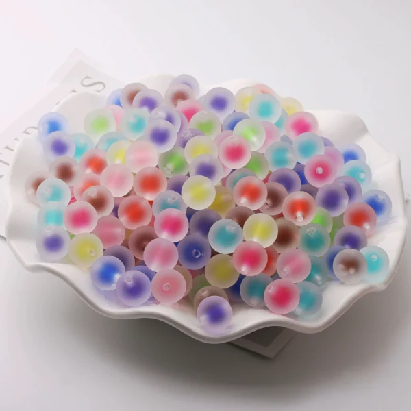 Rubber matte two-color beads 16mm round hole DIY handmade jewelry rubber band earring material accessories