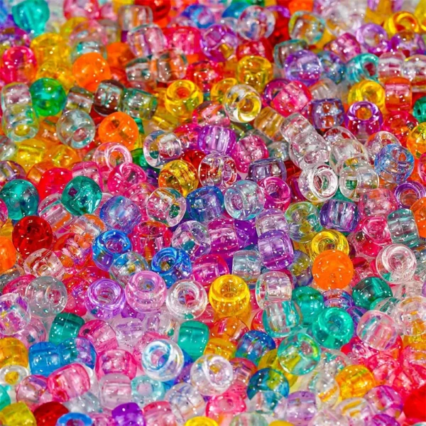 100/200/500pcs 6x9mm Colorful Pony Beads Fashion Big Hole Acrylic Beads Kids DIY Bracelet Making HandCrafts Girls Hair Beads