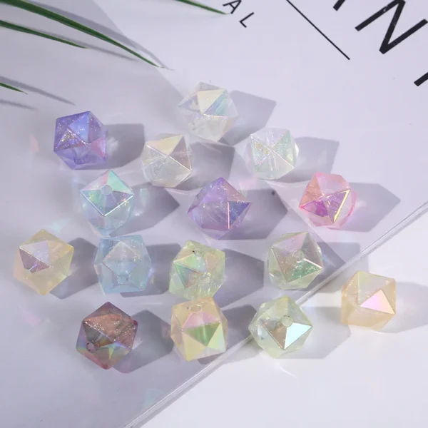 16mm starry sky gold powder rhombus square beads for jewelry making DIY bead set hanging accessories pearls for crafts with hole