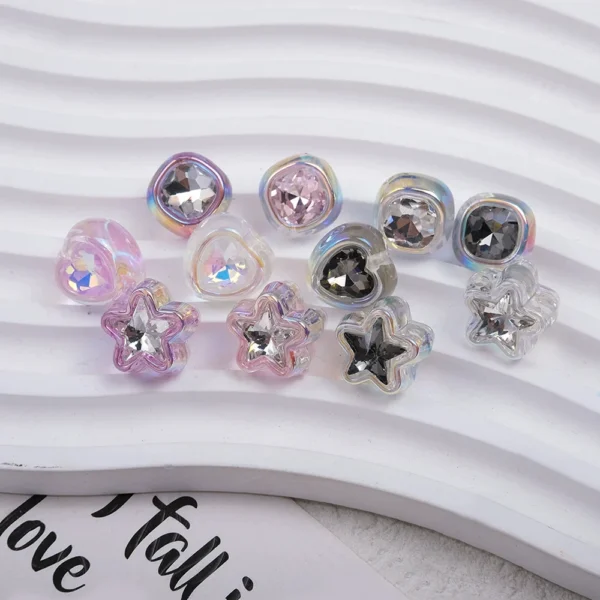 Double-sided diamond-inlaid love star acrylic accessories pen mobile phone chain sparse beads DIY jewelry material