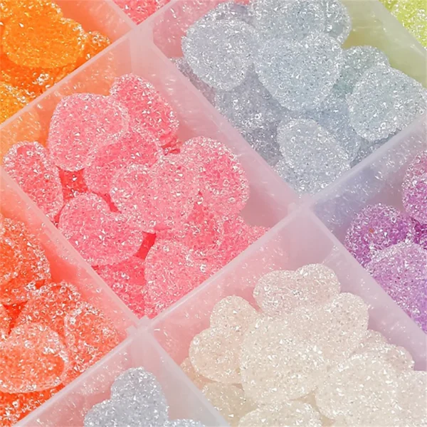 5pcs Sugar Hearts Shape Resin Beads for Earrings Necklace Jewelry Making Diy Supplies Accessories Beadable Pens Decoration