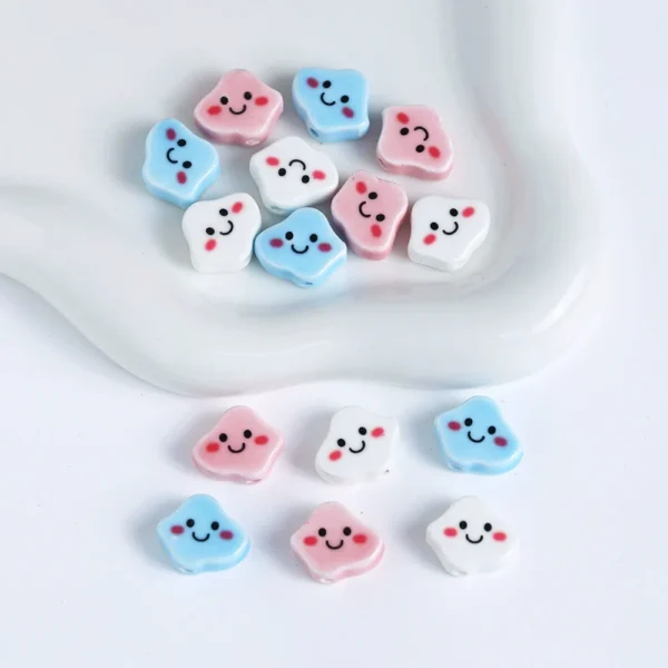 10pcs 17x14mm Cloud Smile Face Ceramic Beads For Jewelry Making Handmade Cute Bead DIY Bracelet Necklace Earring Accessories