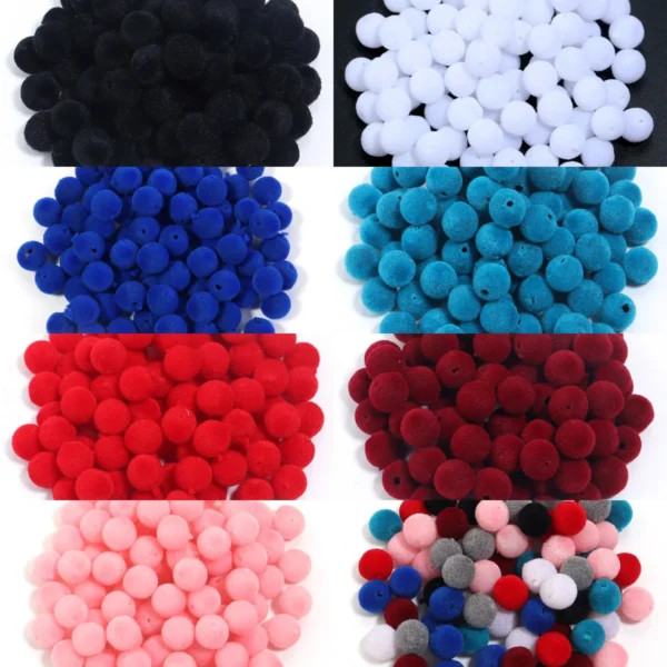500g/lot Velvet Surface Resin Ball Beads Fluffy Round Loose Beads For Jewelry Making DIY Necklace Bracelet