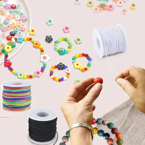 3 Colors 1 mm Sturdy Elastic String Cord Stretchy String for Bracelets for Jewelry Making, Necklaces, Beading and Crafts