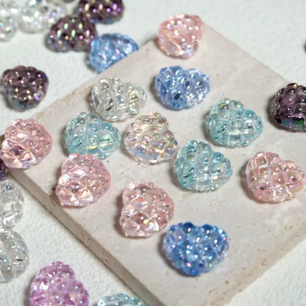 Transparent Waffle Love With holes beaded DIY Keychain pen jewelry decoration accessories loose bead Parts for holiday gifts