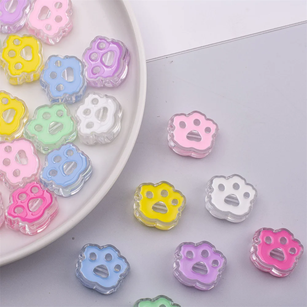 CH20 Kawaii Oil Dripping Beaded Cartoon Acrylic DIY Straight Hole Bead Cute Animals Mobile Phone Chain Manual Accessories - Imagem 3