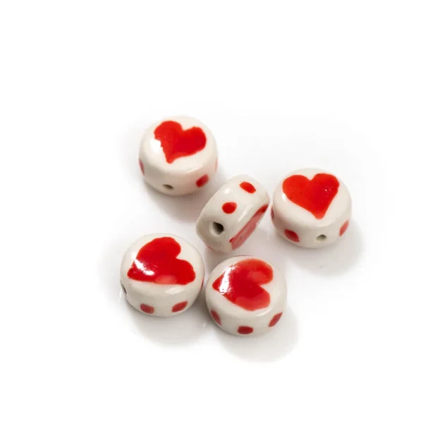 5pcs Hand-Painted Ceramic Beads Featuring Sunflowers, Hearts, and Flowers Z723