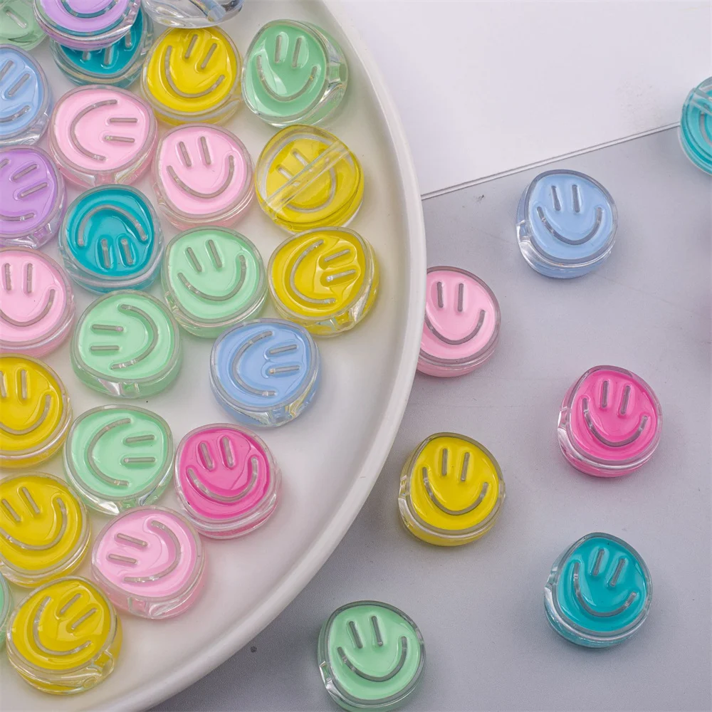 CH20 Kawaii Oil Dripping Beaded Cartoon Acrylic DIY Straight Hole Bead Cute Animals Mobile Phone Chain Manual Accessories - Imagem 6