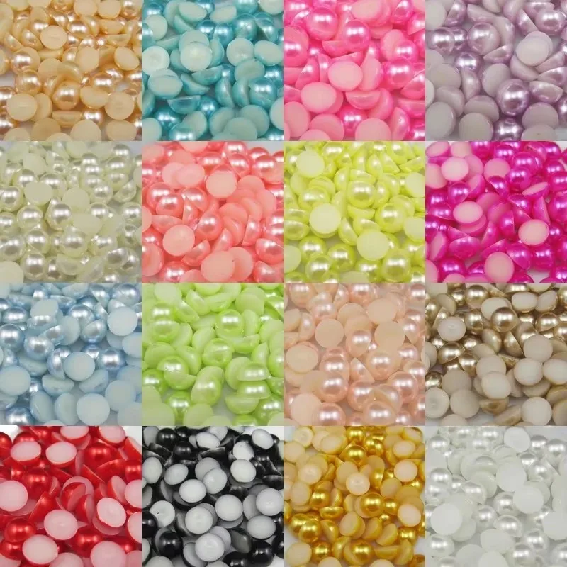 Multiple Styles Flat Bottom Semicircle Imitation Pearl Beads Craft Accessories Diy Parts Handmade Clothing Manicure Loose Patch