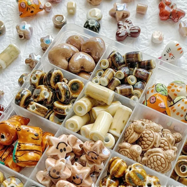 Milk Tea Color Series Ceramic Beads, Square Beads, Diy Handmade Beaded Necklace, Bracelet Accessories